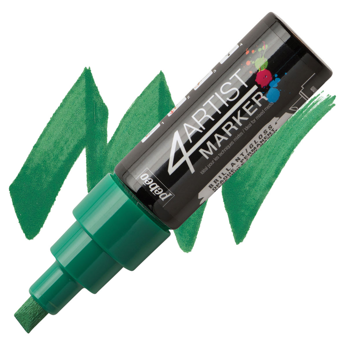 Pebeo 4Artist Marker - Dark Green, 8 mm marker and swatch