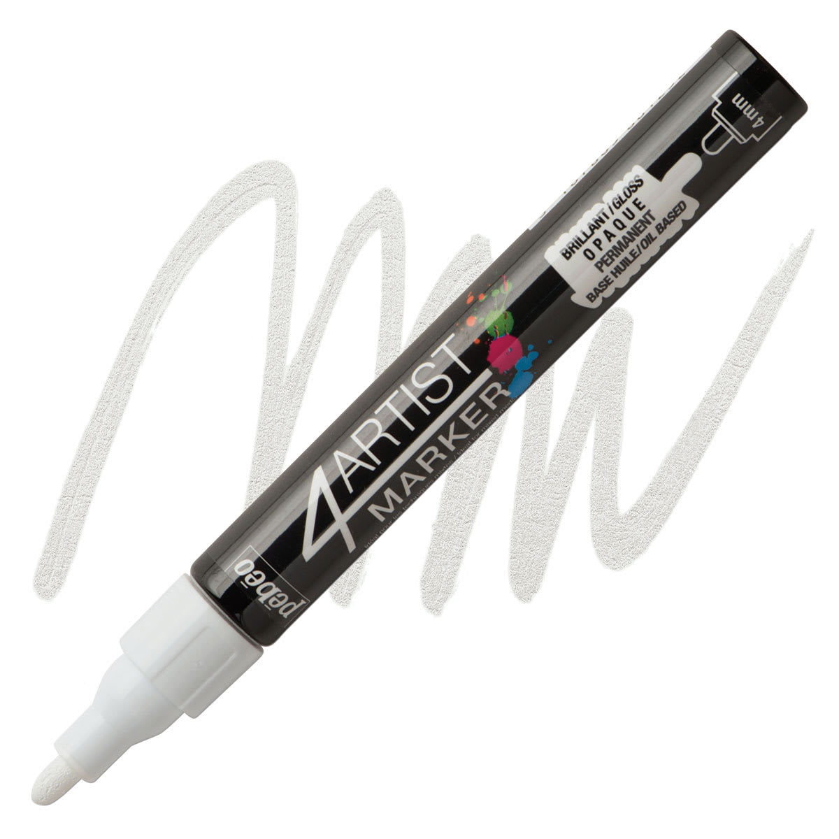 Pebeo 4Artist Marker - White, 4 mm marker and swatch