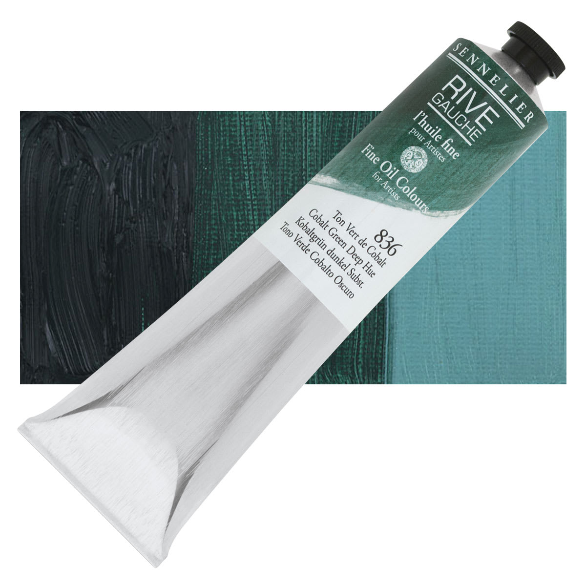 Sennelier Rive Gauche Artists Oil Color - Cobalt Green Deep Hue, 200 ml tube and swatch