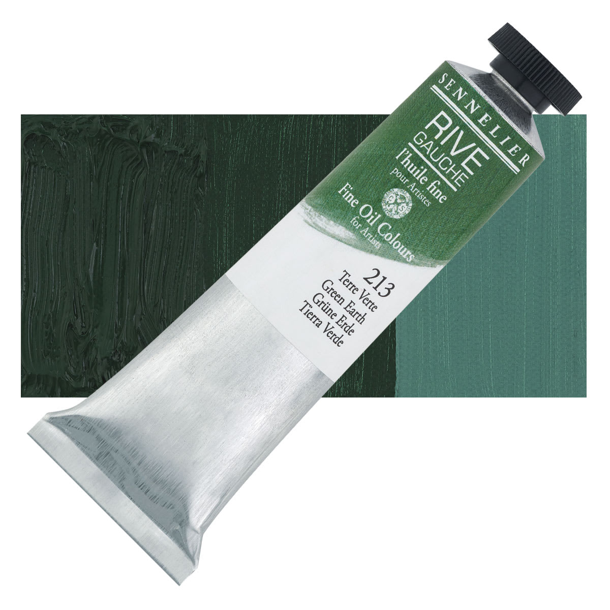 Sennelier Rive Gauche Artists Oil Color - Green Earth, 40 ml tube and swatch