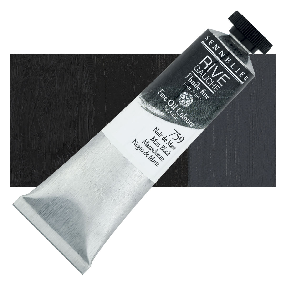 Sennelier Rive Gauche Artists Oil Color - Mars Black, 40 ml tube and swatch