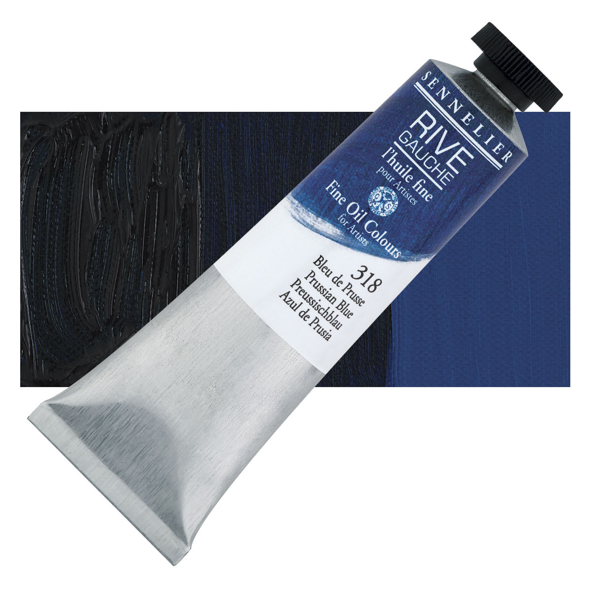 Sennelier Rive Gauche Artists Oil Color - Prussian Blue, 40 ml tube and swatch