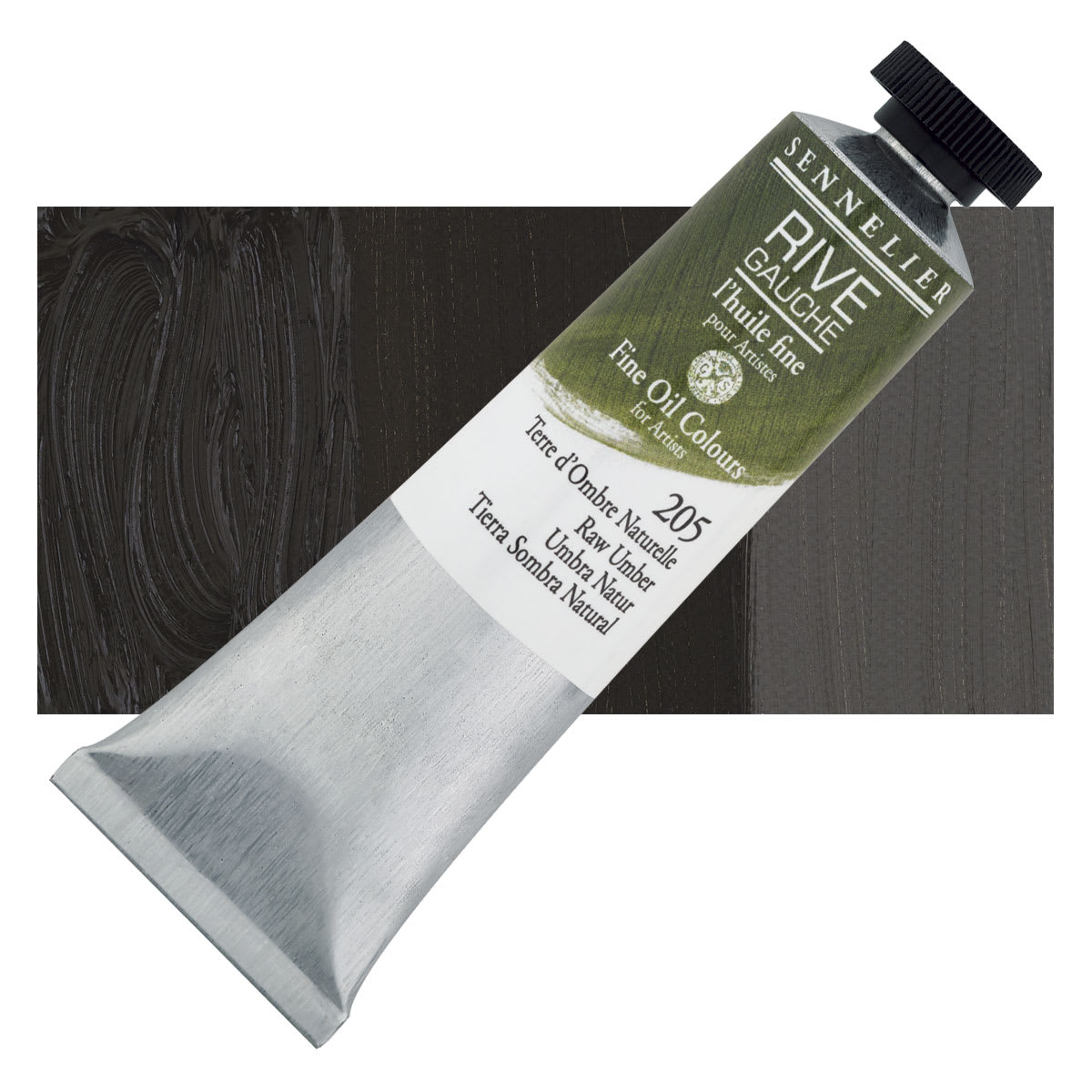 Sennelier Rive Gauche Artists Oil Color - Raw Umber, 40 ml tube and swatch
