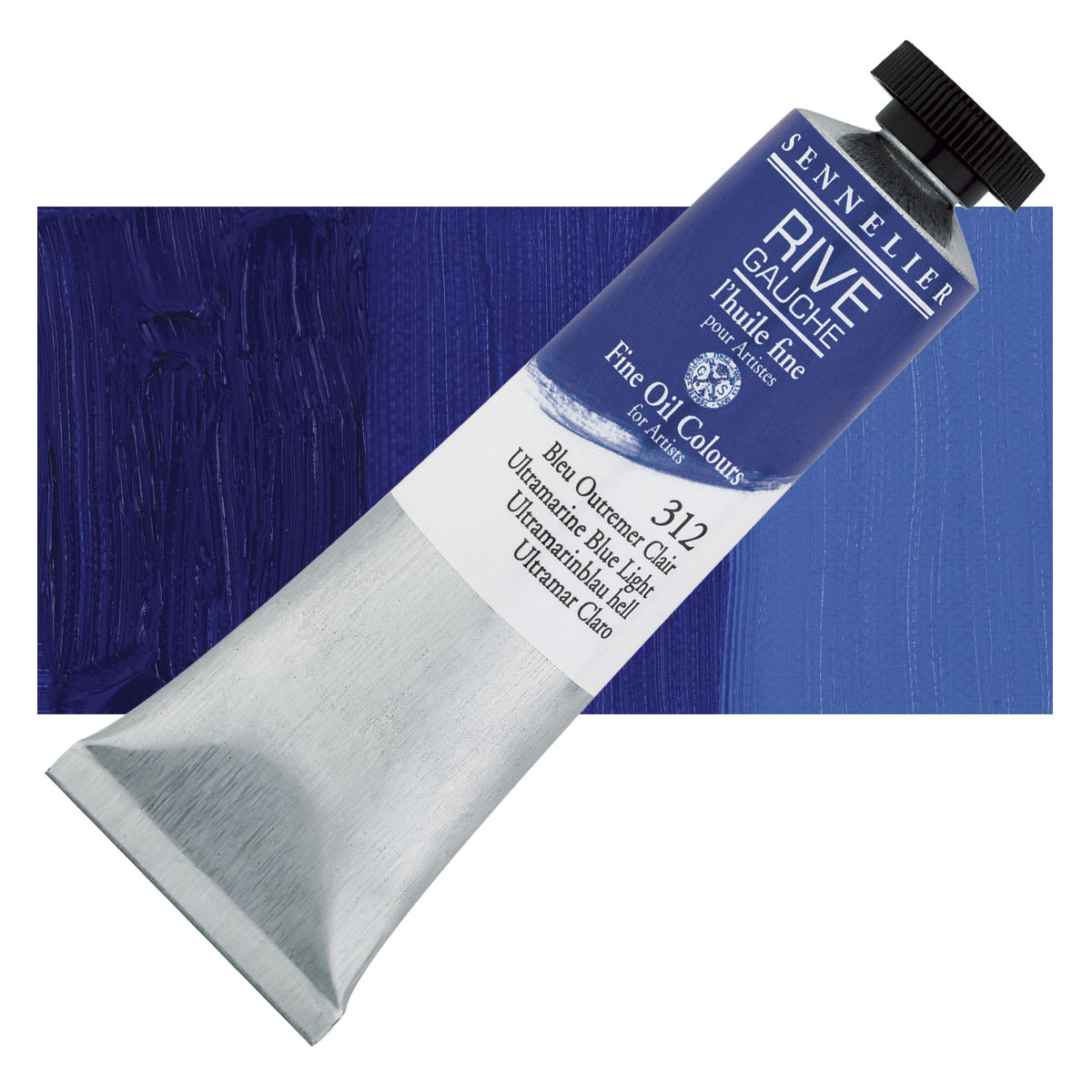 Sennelier Rive Gauche Artists Oil Color - Ultramarine Blue Light, 40 ml tube and swatch