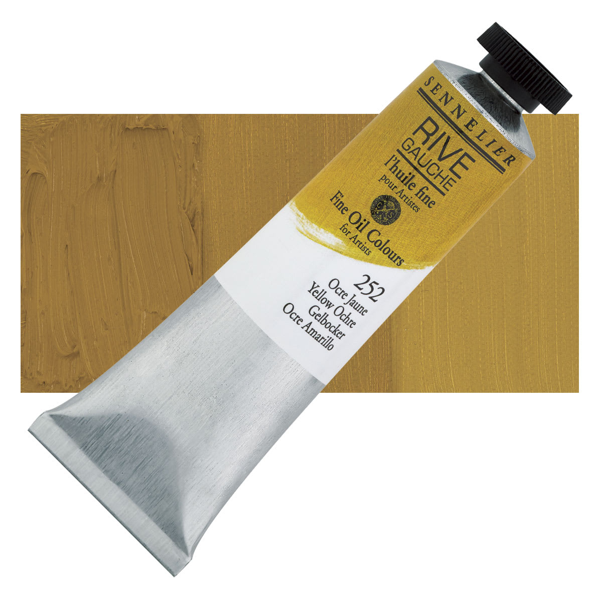 Sennelier Rive Gauche Artists Oil Color - Yellow Ochre, 40 ml tube and swatch