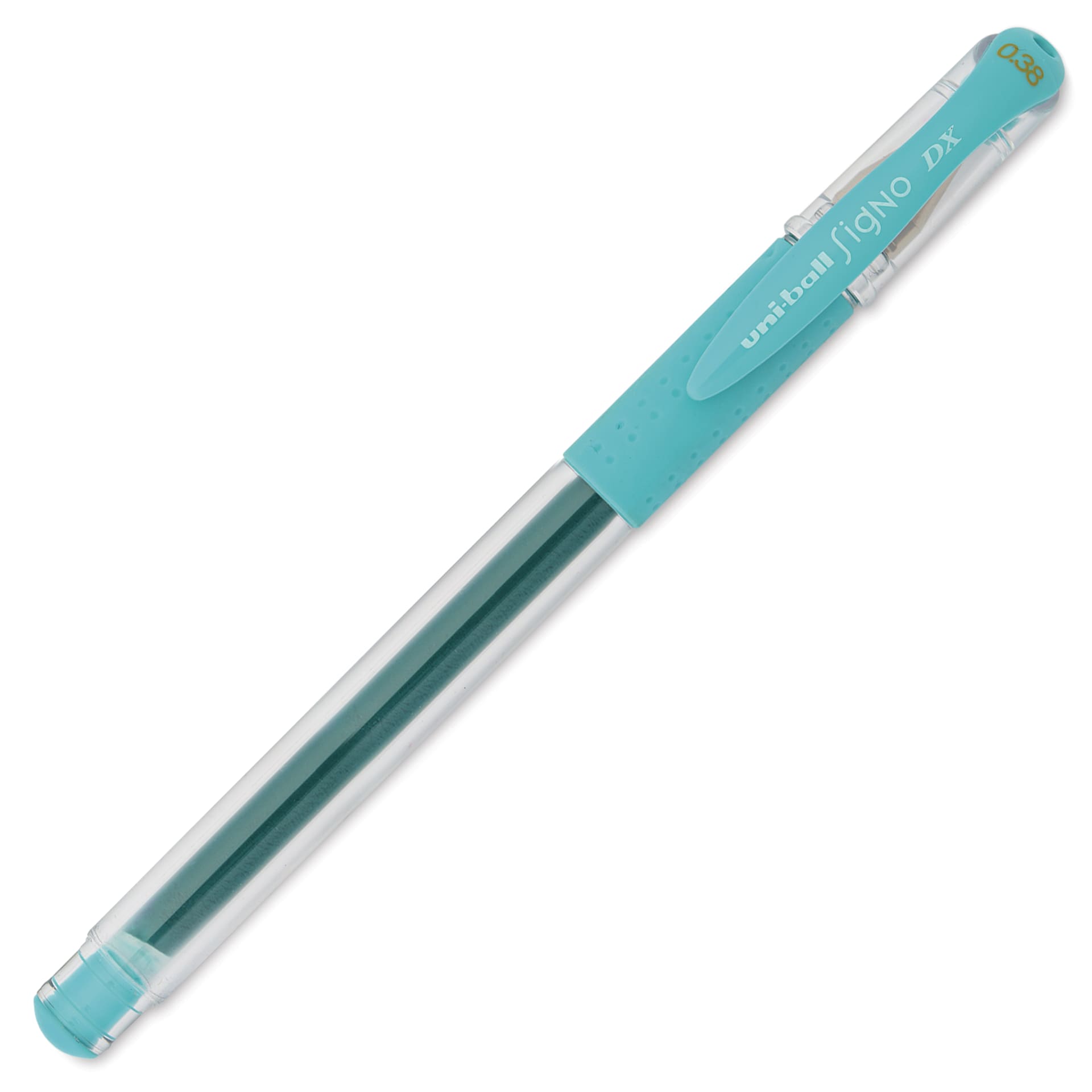 Uni-Ball Signo DX Gel Pen - Blue Green, cap on