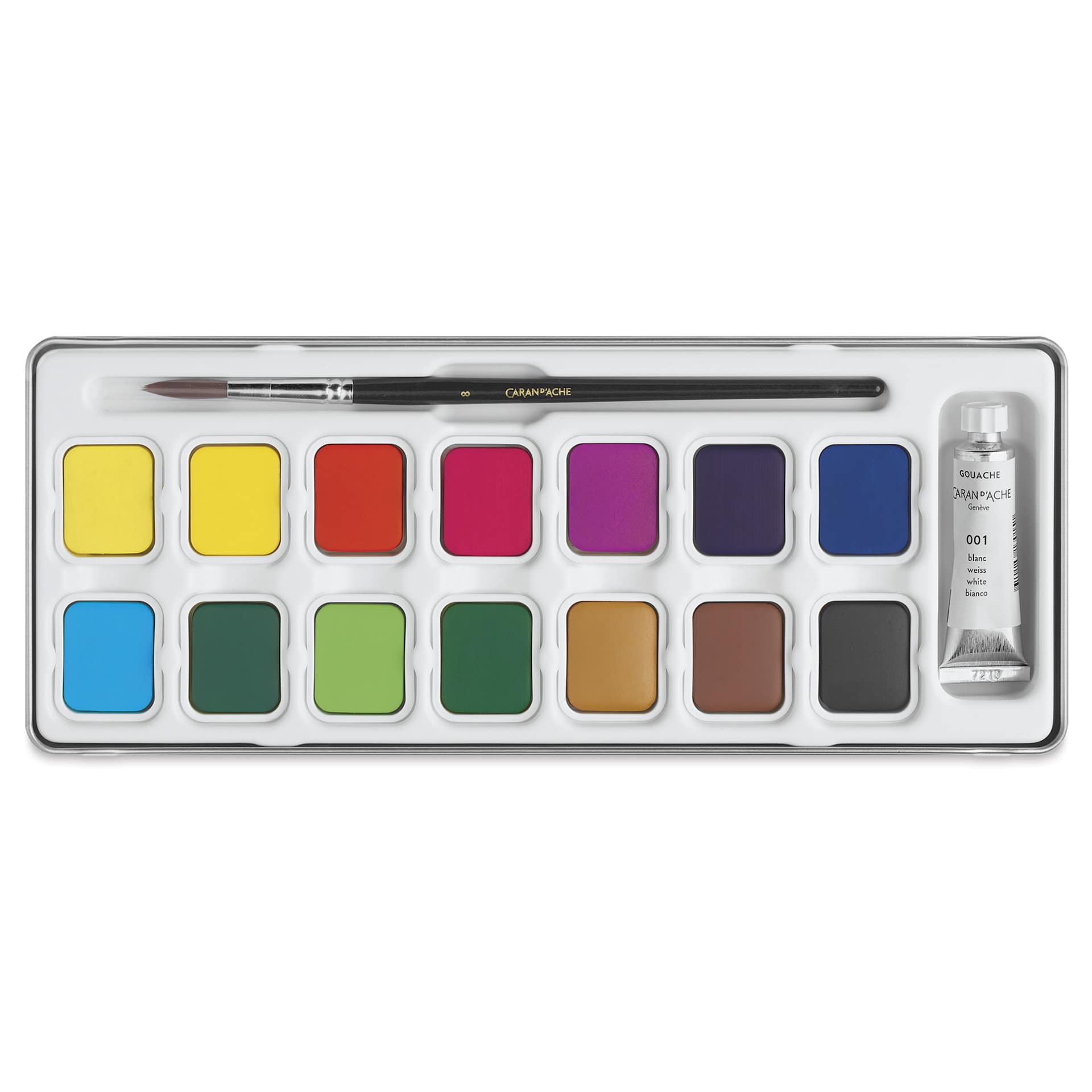 Caran d'Ache Gouache Studio Set - Set of 14 Pans w/White Tube