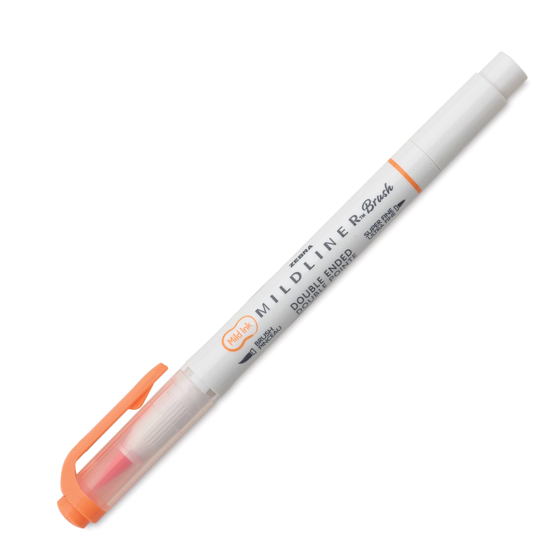 Zebra Mildliner Double Ended Brush Pen - Apricot, caps on
