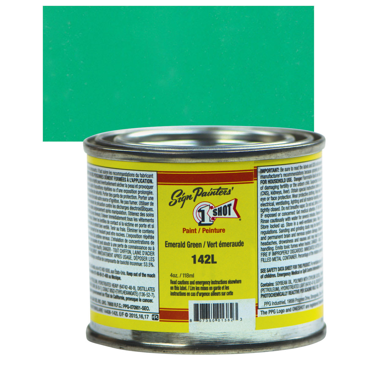 1-Shot Lettering Enamel - Emerald Green, 4 oz can and swatch