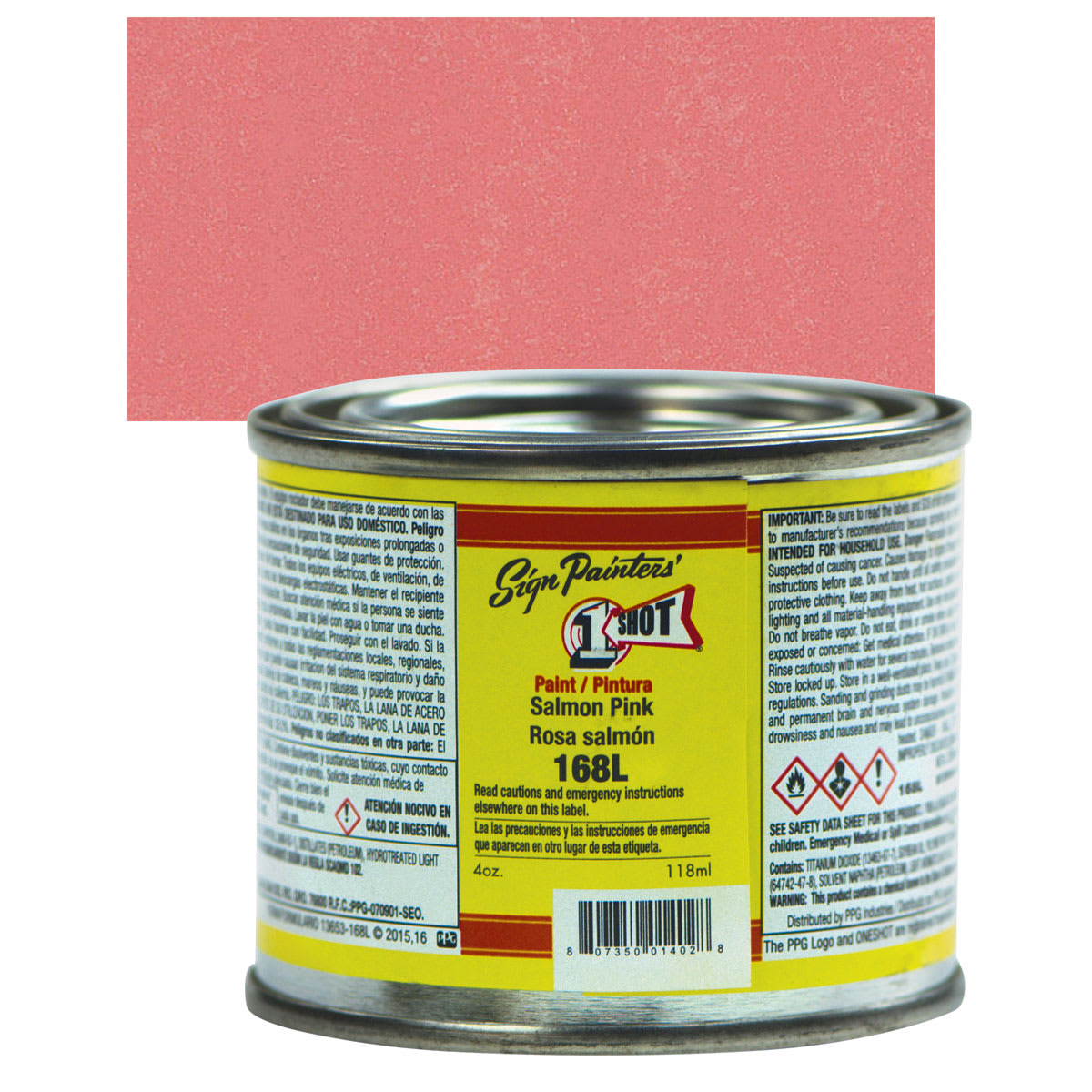 1-Shot Lettering Enamel - Salmon Pink, 4 oz can and swatch