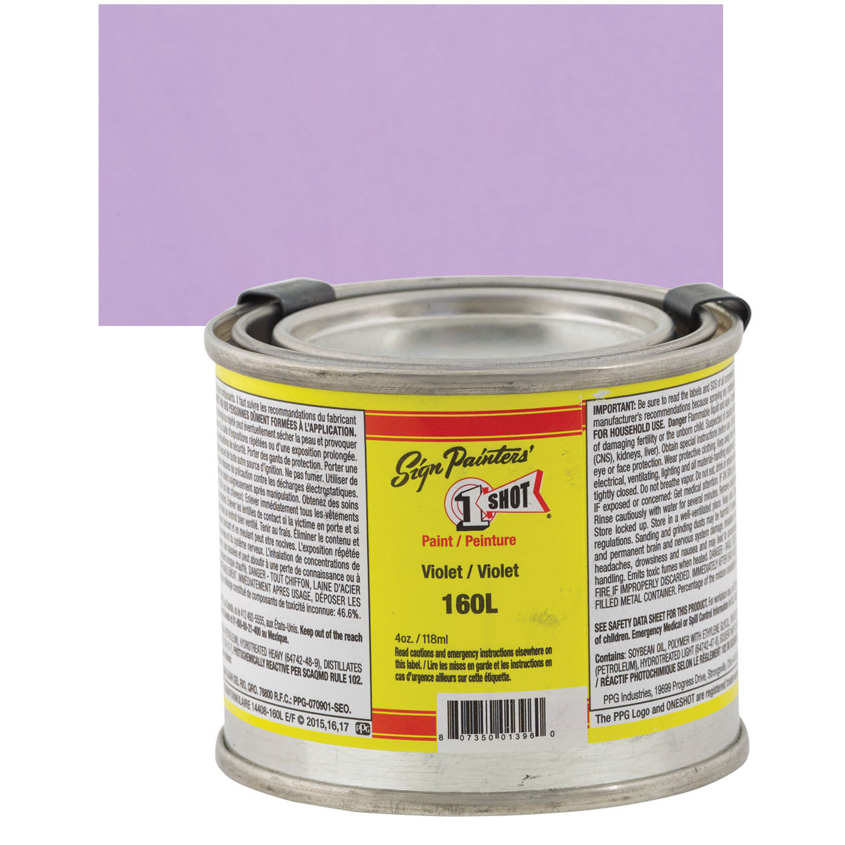 1-Shot Lettering Enamel - Violet, 4 oz can and swatch