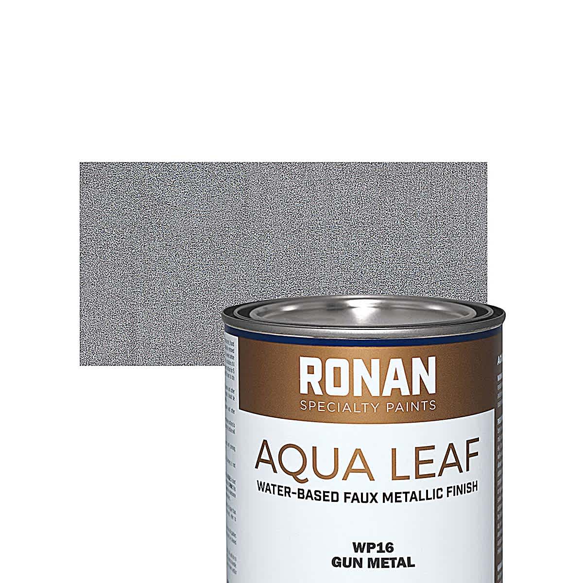 Ronan Aqua Leaf Water-Based Faux Metallic Color - Gun Metal, Quart and swatch