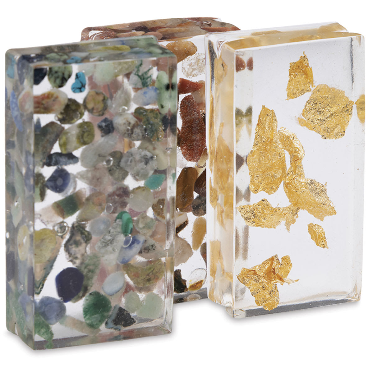 Pebeo Gedeo Bio-Based Resins - 3 Finished resin brick pieces shown upright