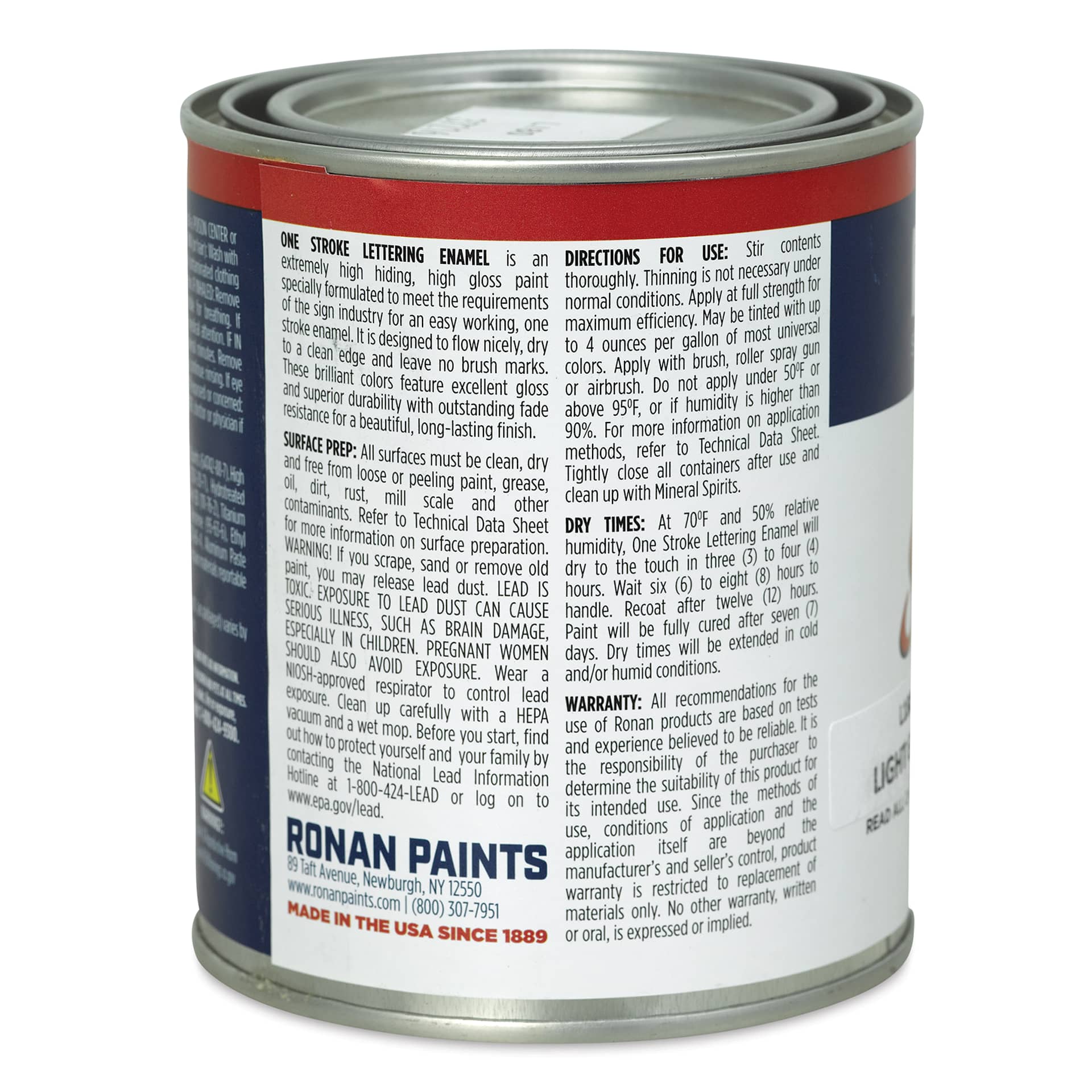 Ronan One Stroke Lettering Enamel - Light Gray, Pint (Back)