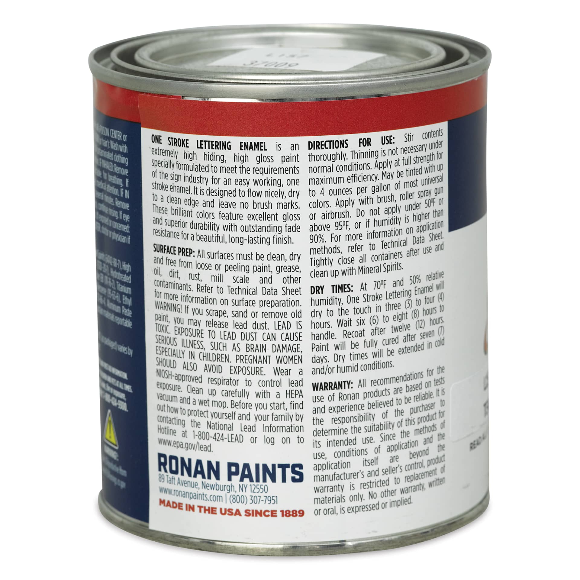 Ronan One Stroke Lettering Enamel - Teal, Pint (Back)