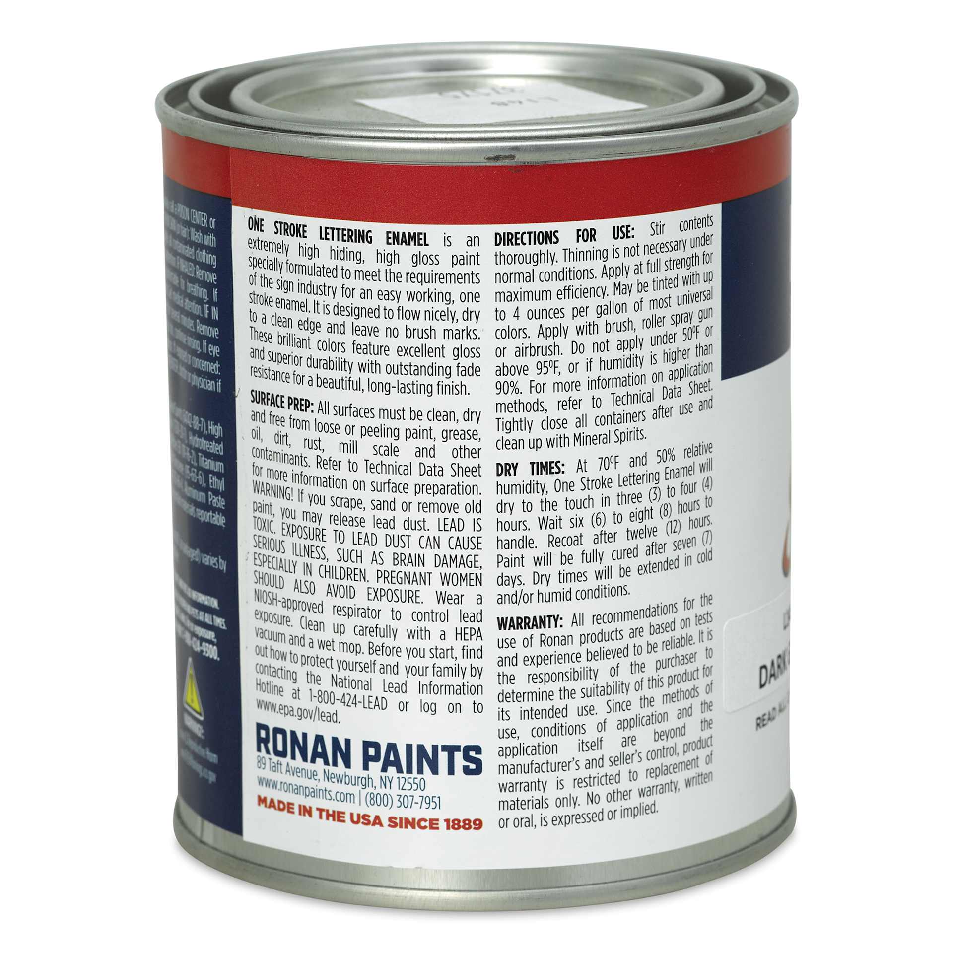 Ronan One Stroke Lettering Enamel - Dark Green, Pint (Back)