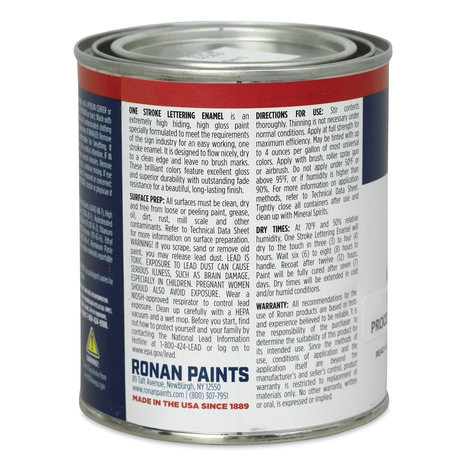 Ronan One Stroke Lettering Enamel - Process Green, Pint (Back)