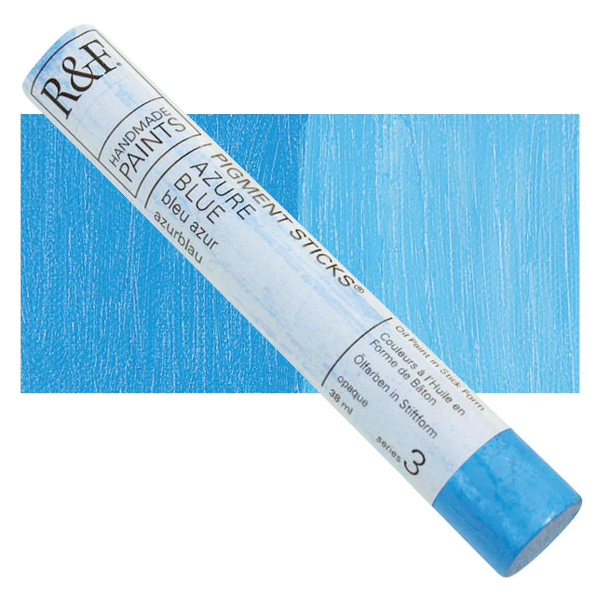 R&F Pigment Stick - Azure Blue, 38 ml stick and swatch