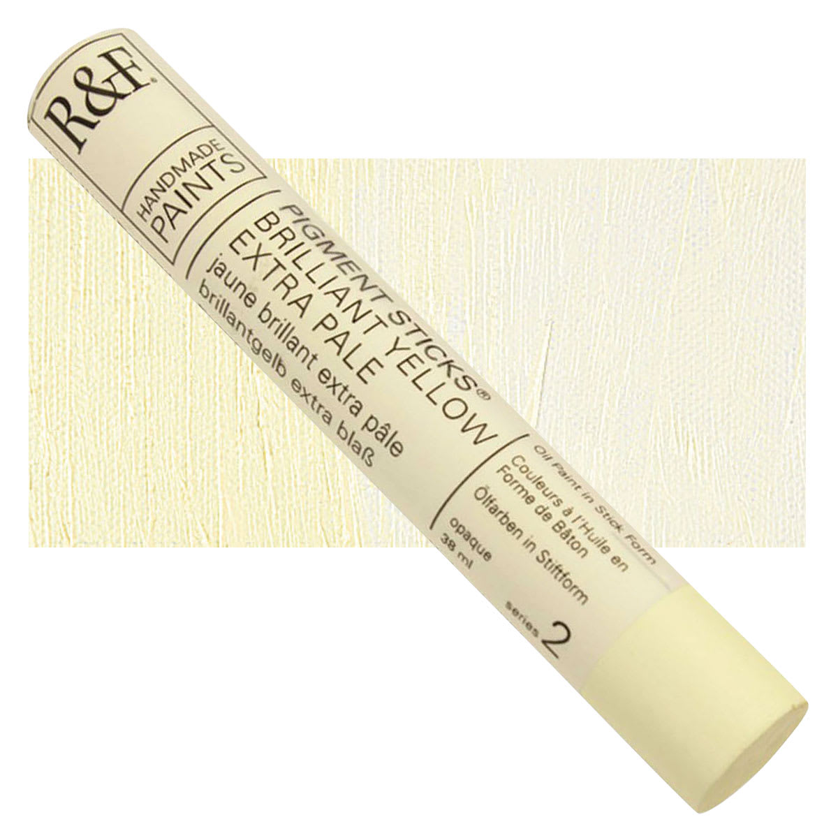 R&F Pigment Stick - Brilliant Yellow Extra Pale, 38 ml stick and swatch