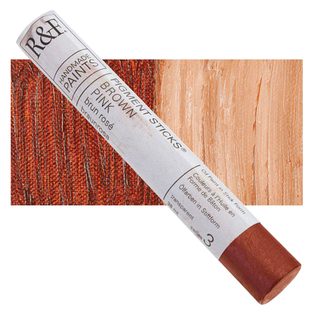 R&F Pigment Stick - Brown Pink, 38 ml stick and swatch