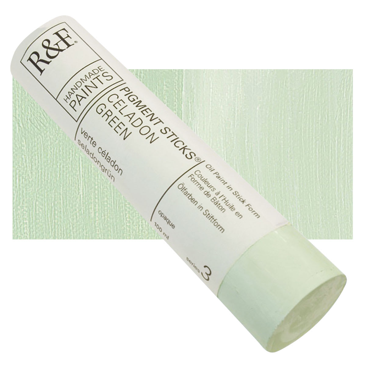 R&F Pigment Stick - Celadon Green, 100 ml stick and swatch