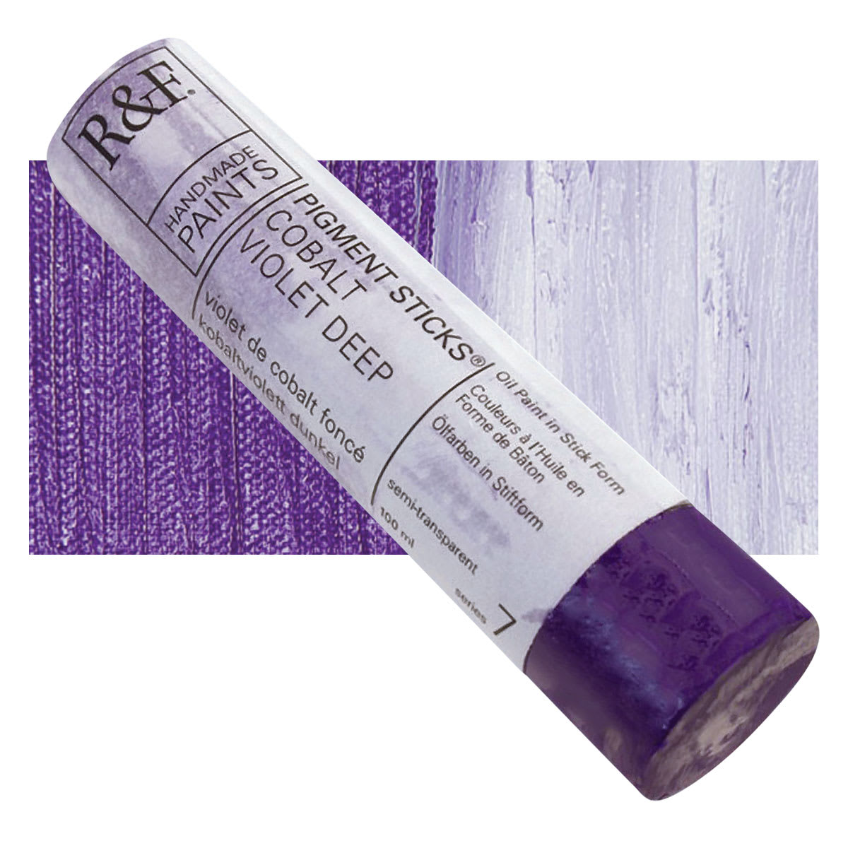 R&F Pigment Stick - Cobalt Violet Deep, 100 ml stick and swatch