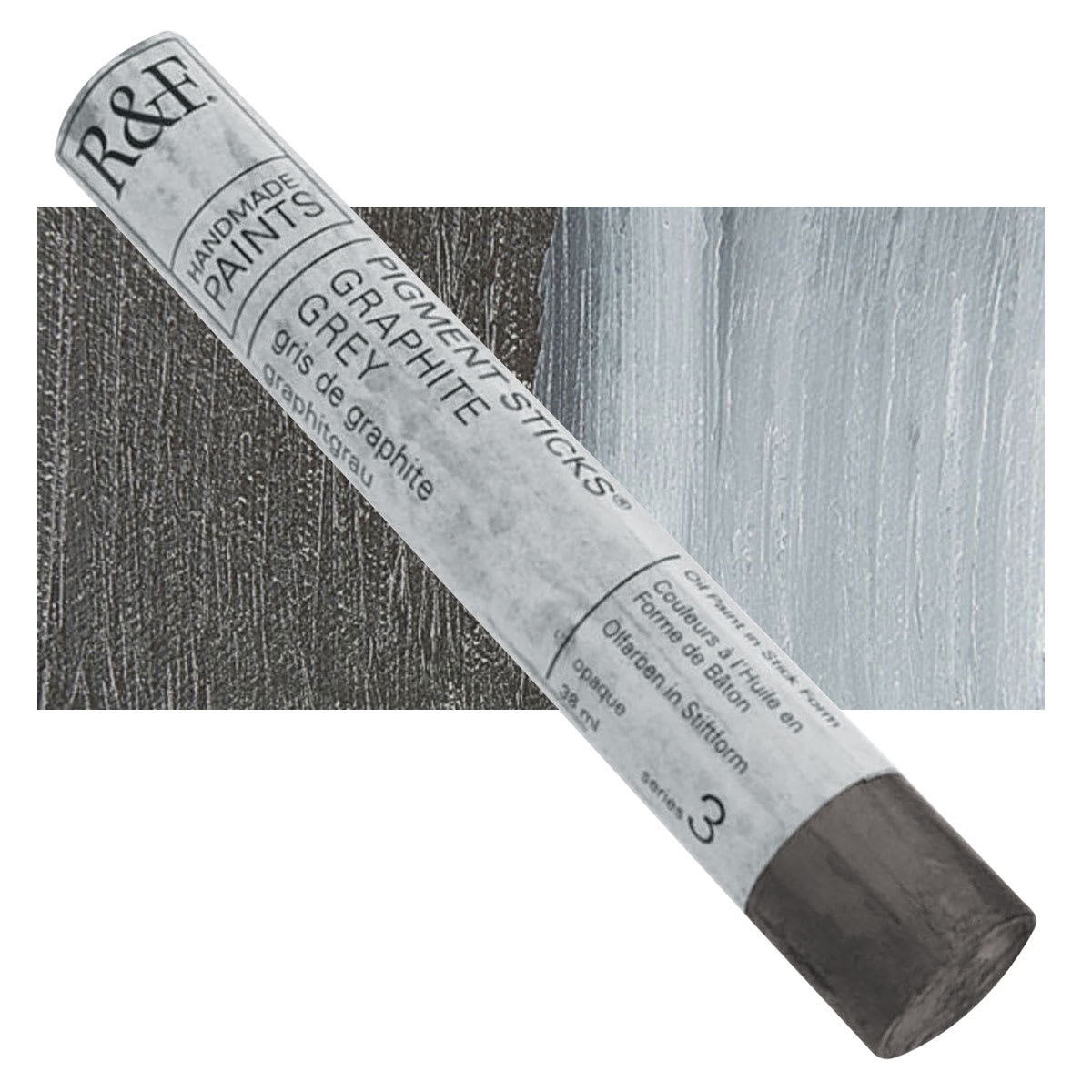 R&F Pigment Stick - Graphite, 38 ml stick and swatch