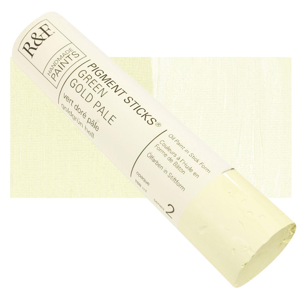 R&F Pigment Stick - Green Gold Pale, 188 ml stick and swatch