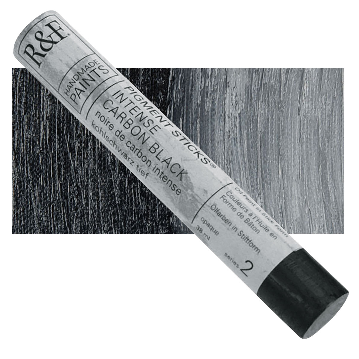 R&F Pigment Stick - Intense Carbon Black, 38 ml stick and swatch