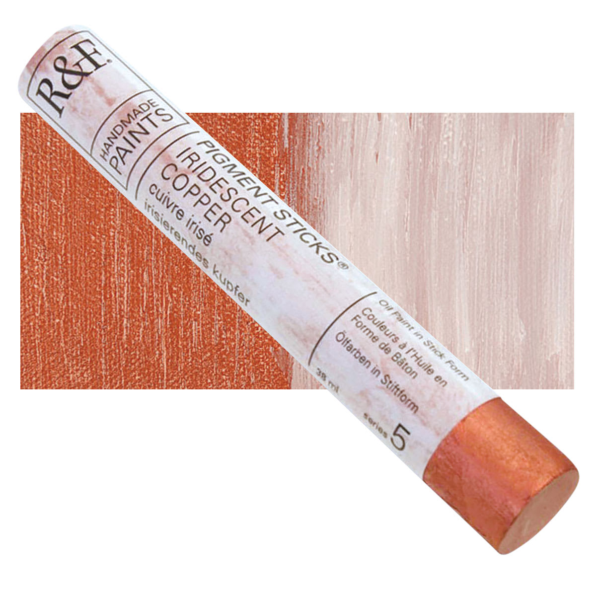 R&F Pigment Stick - Iridescent Copper, 38 ml stick and swatch