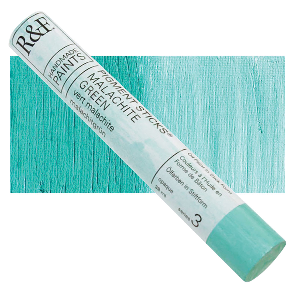 R&F Pigment Stick - Malachite Green, 38 ml stick and swatch