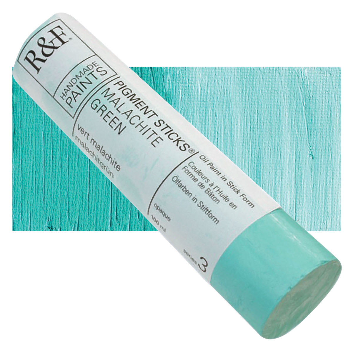 R&F Pigment Stick - Malachite Green, 100 ml stick and swatch