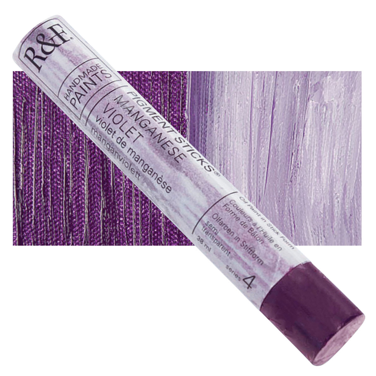 R&F Pigment Stick - Manganese Violet, 38 ml stick and swatch