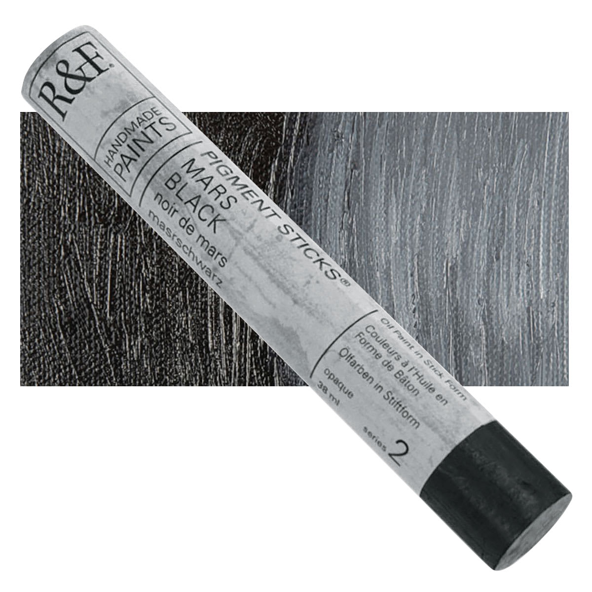 R&F Pigment Stick - Mars Black, 38 ml stick and swatch