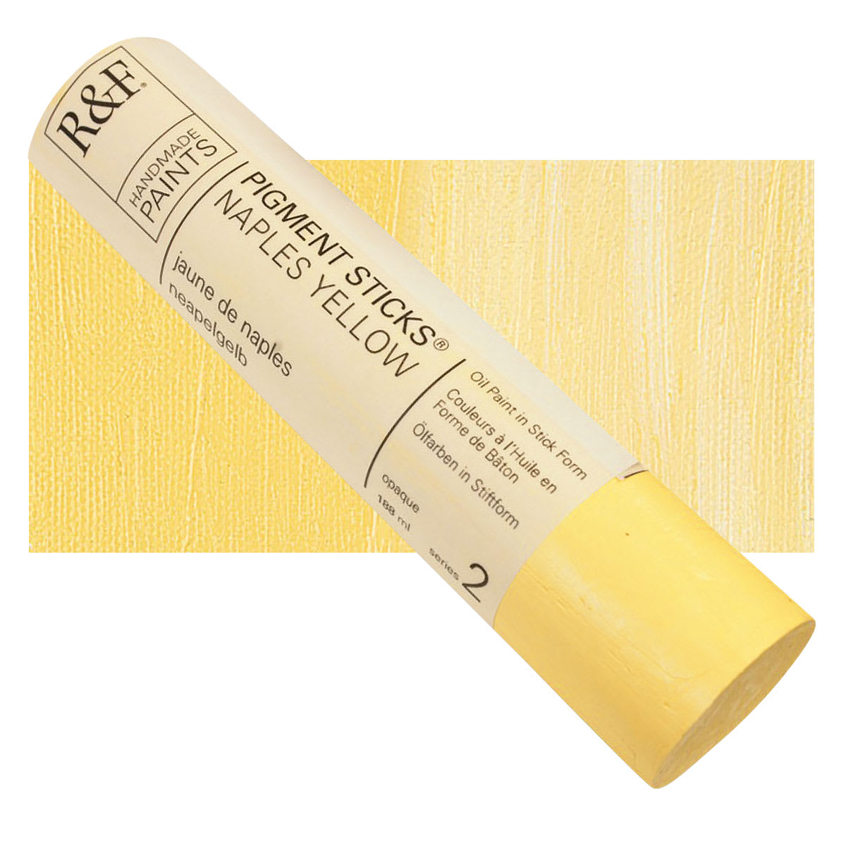 R&F Pigment Stick - Naples Yellow, 188 ml stick and swatch