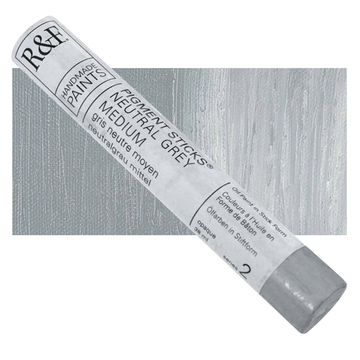 R&F Pigment Stick - Neutral Grey Medium, 38 ml stick and swatch