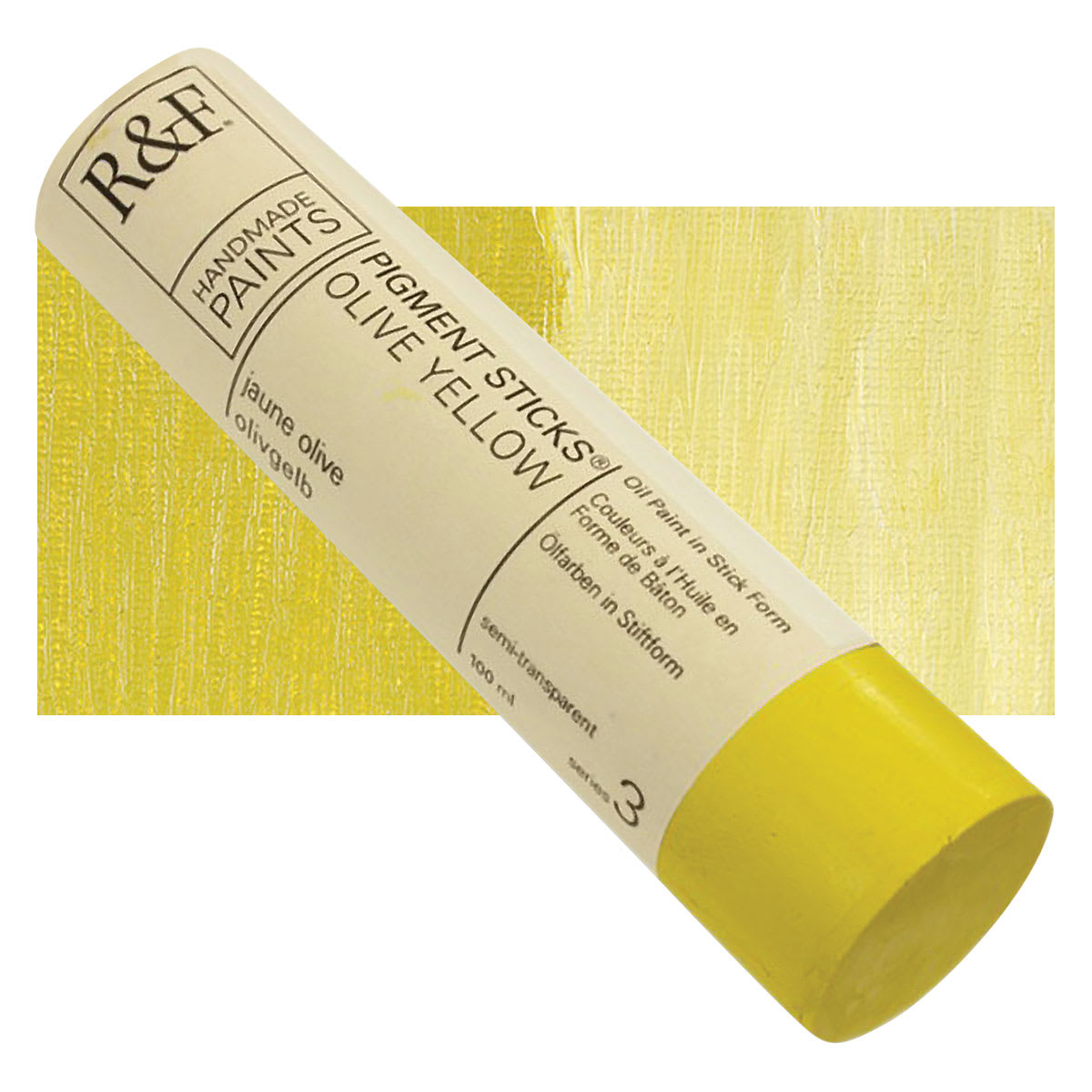 R&F Pigment Stick - Olive Yellow, 100 ml stick and swatch