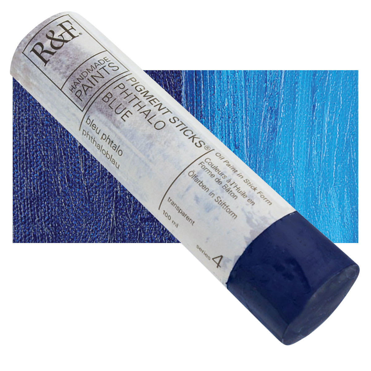 R&F Pigment Stick - Phthalo Blue, 100 ml stick and swatch