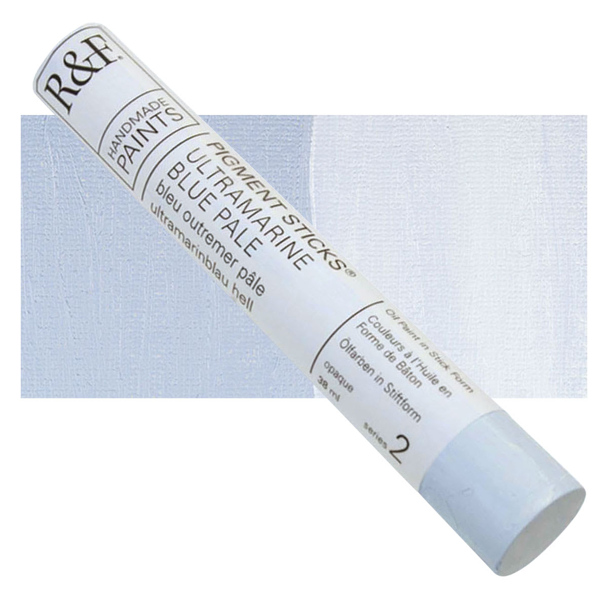R&F Pigment Stick - Ultramarine Blue Pale, 38 ml stick and swatch