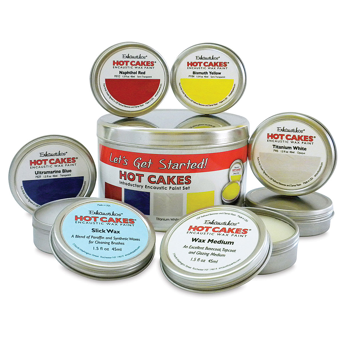Enkaustikos Hot Cakes Encaustic Paint - Set of 6, Introductory Colors, 45 ml Tins