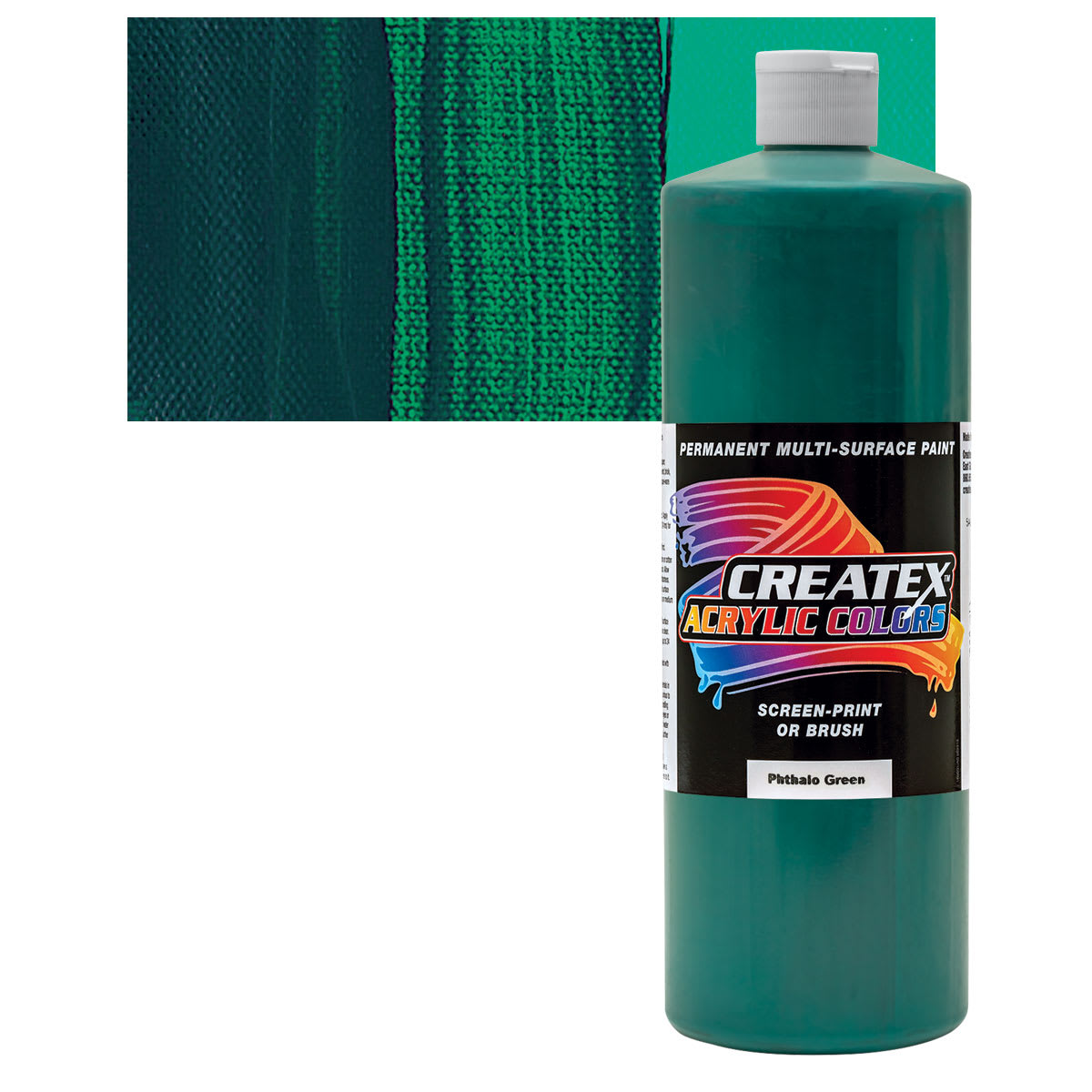 Createx Acrylic - Phthalo Green, Quart and swatch