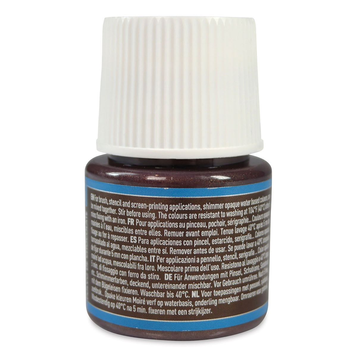 Pebeo Setacolor Fabric Paint - Chocolate Chip, Shimmer, 45 ml bottle back