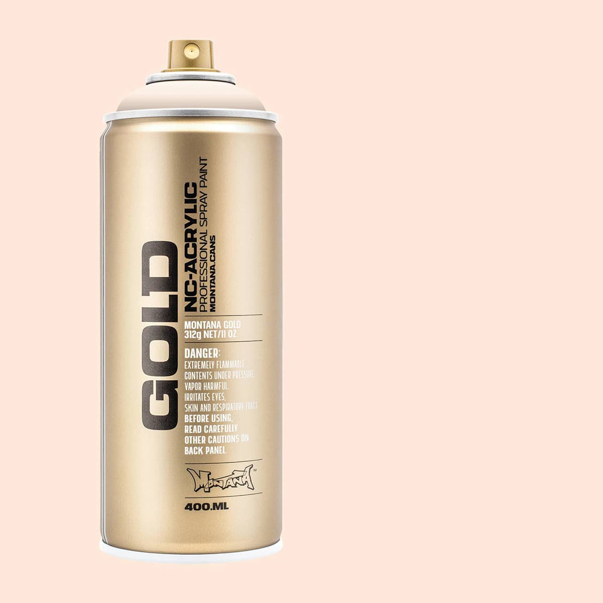 Montana Gold Acrylic Professional Spray Paint - Orange Ice, 400 ml (Spray can with color swatch)