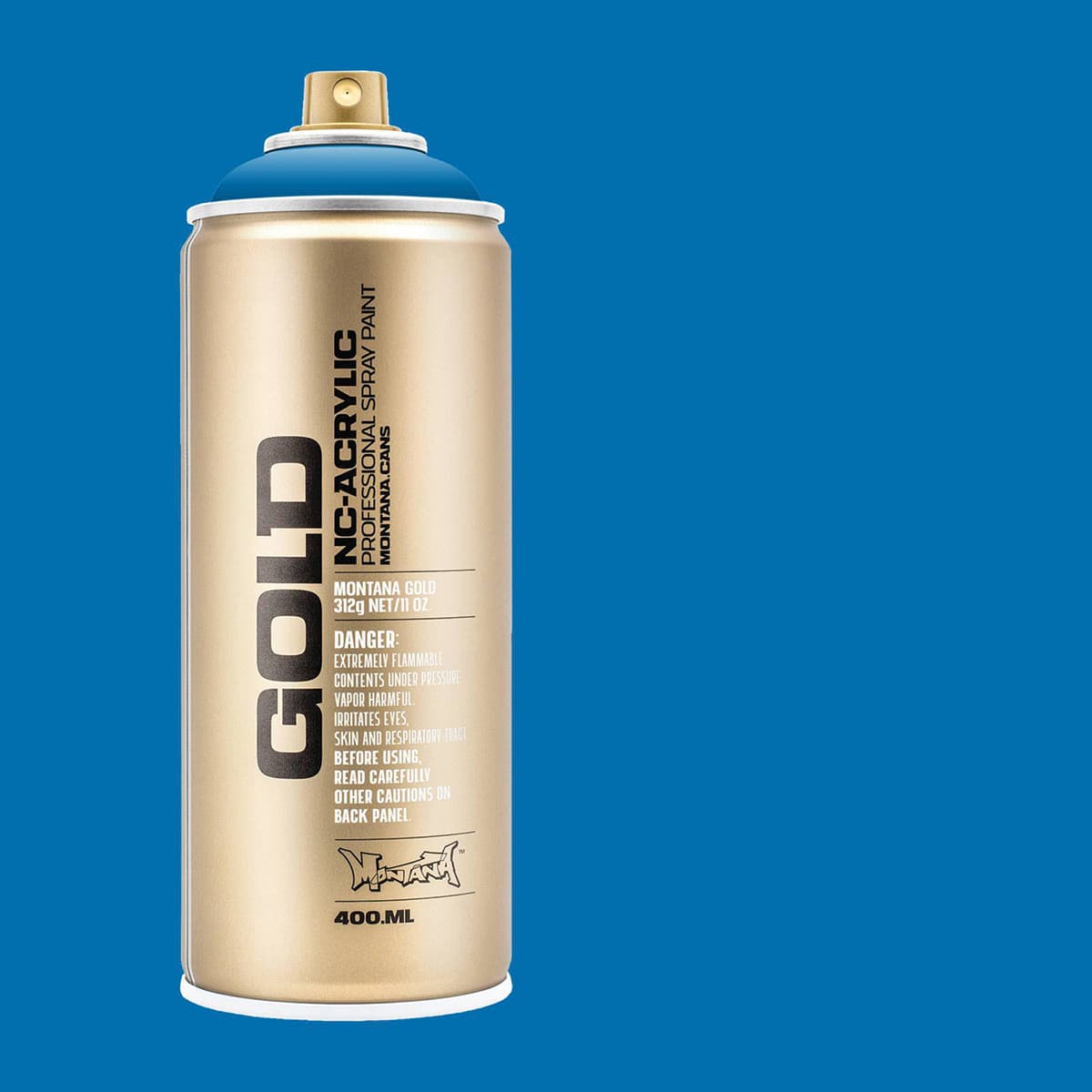 Montana Gold Acrylic Professional Spray Paint - Blue Magic, 400 ml (Spray can with color swatch)