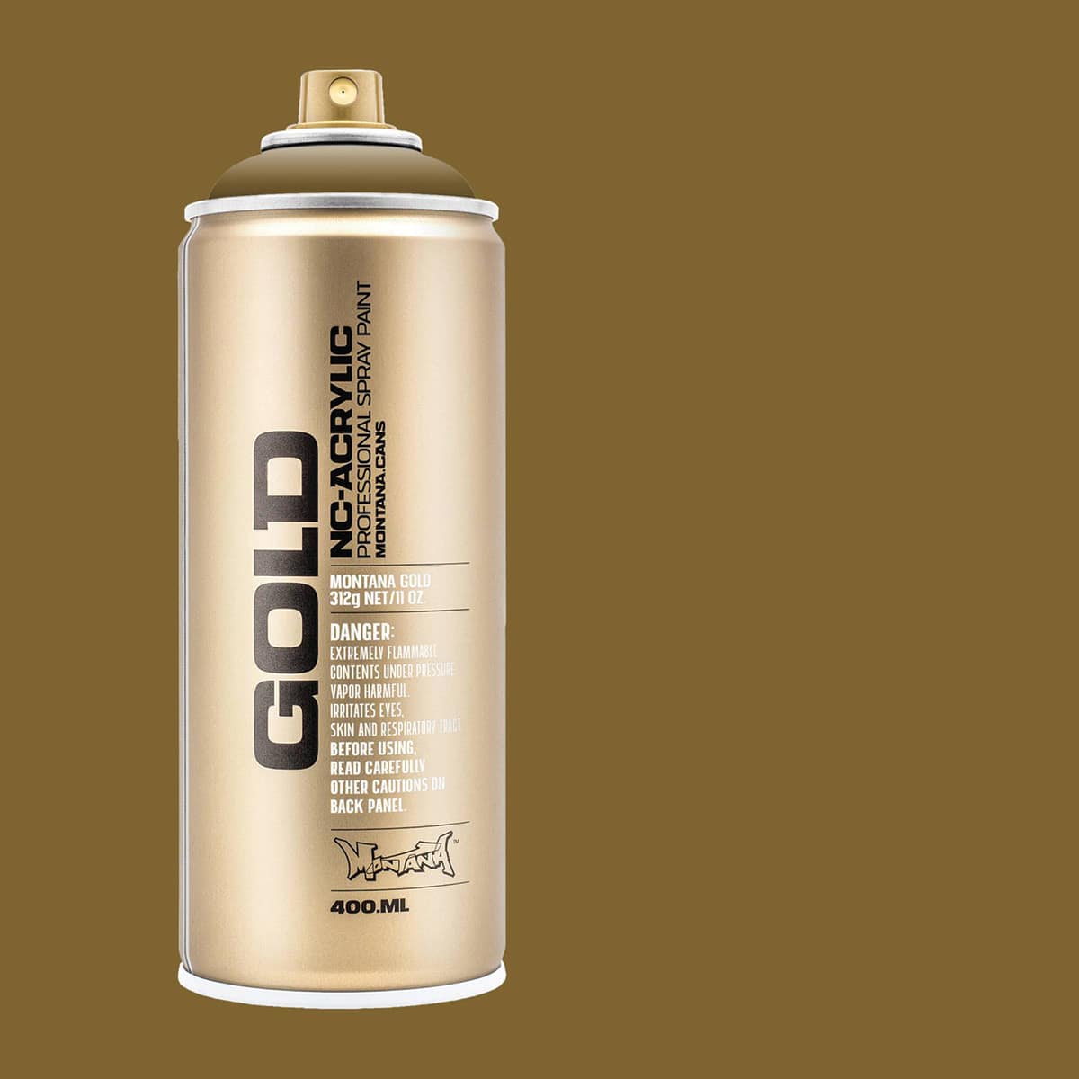 Montana Gold Acrylic Professional Spray Paint - Everglade, 400 ml (Spray can with color swatch)