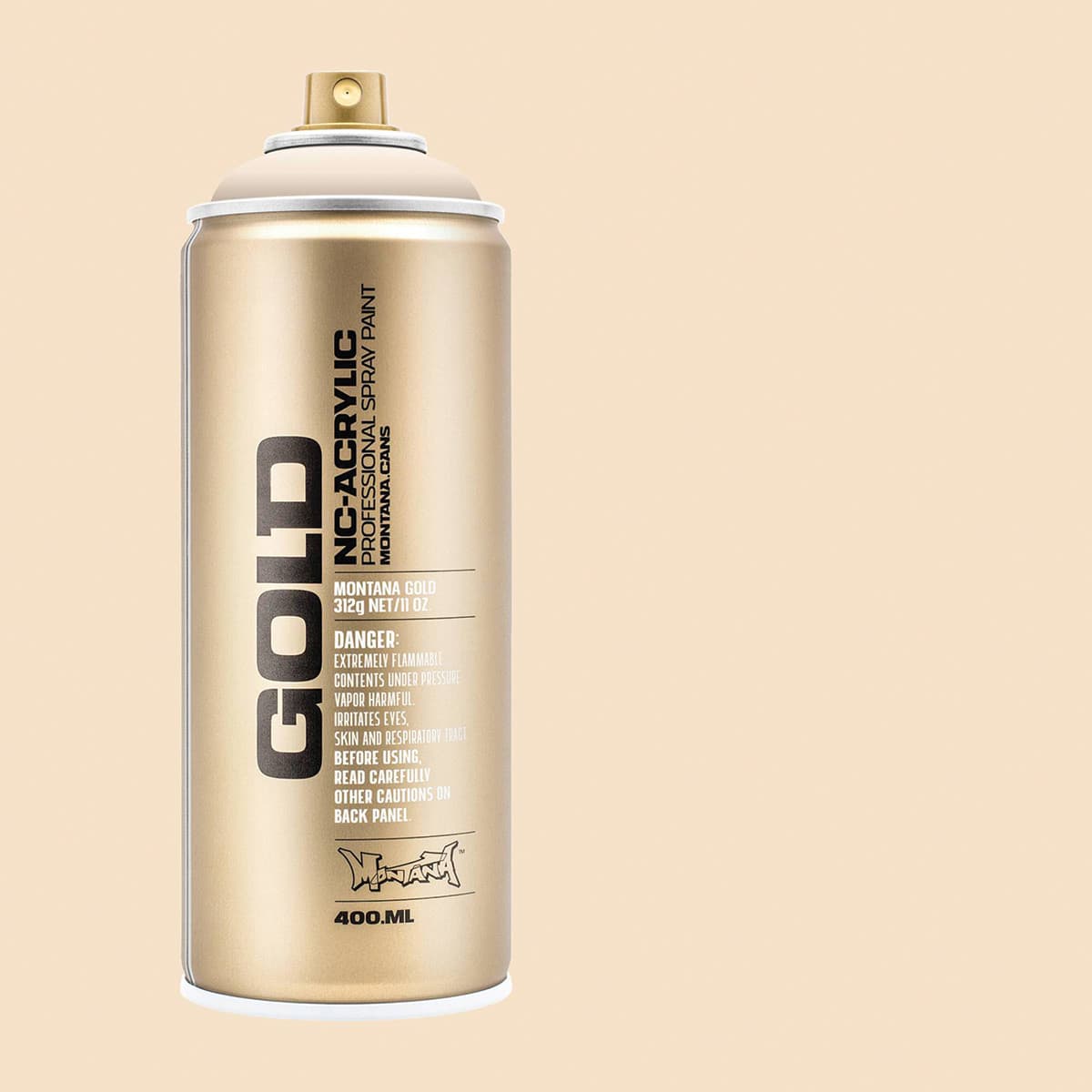 Montana Gold Acrylic Professional Spray Paint - Latte, 400 ml (Spray can with color swatch)