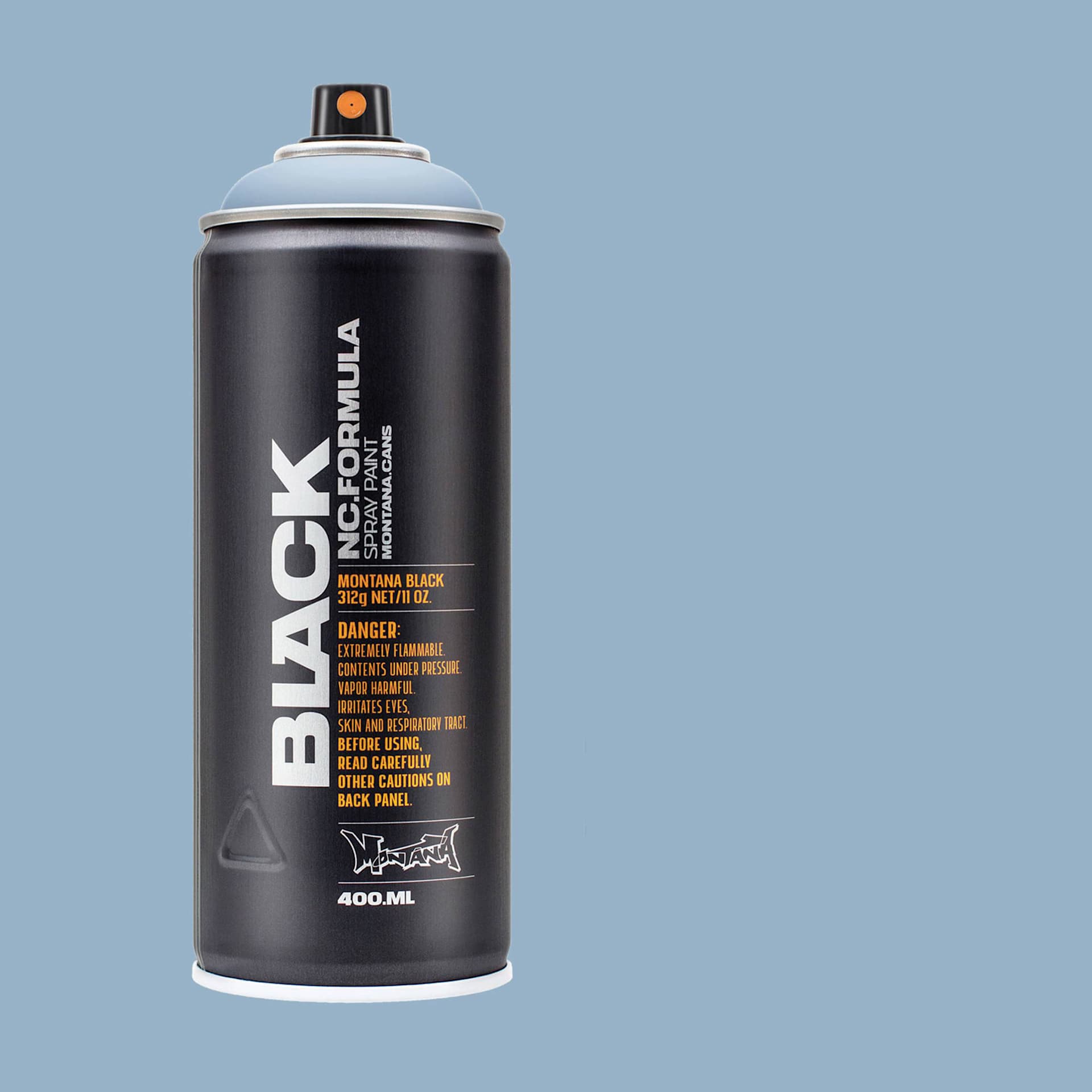 Montana Black Spray Paint - Trout, 400 ml can with swatch