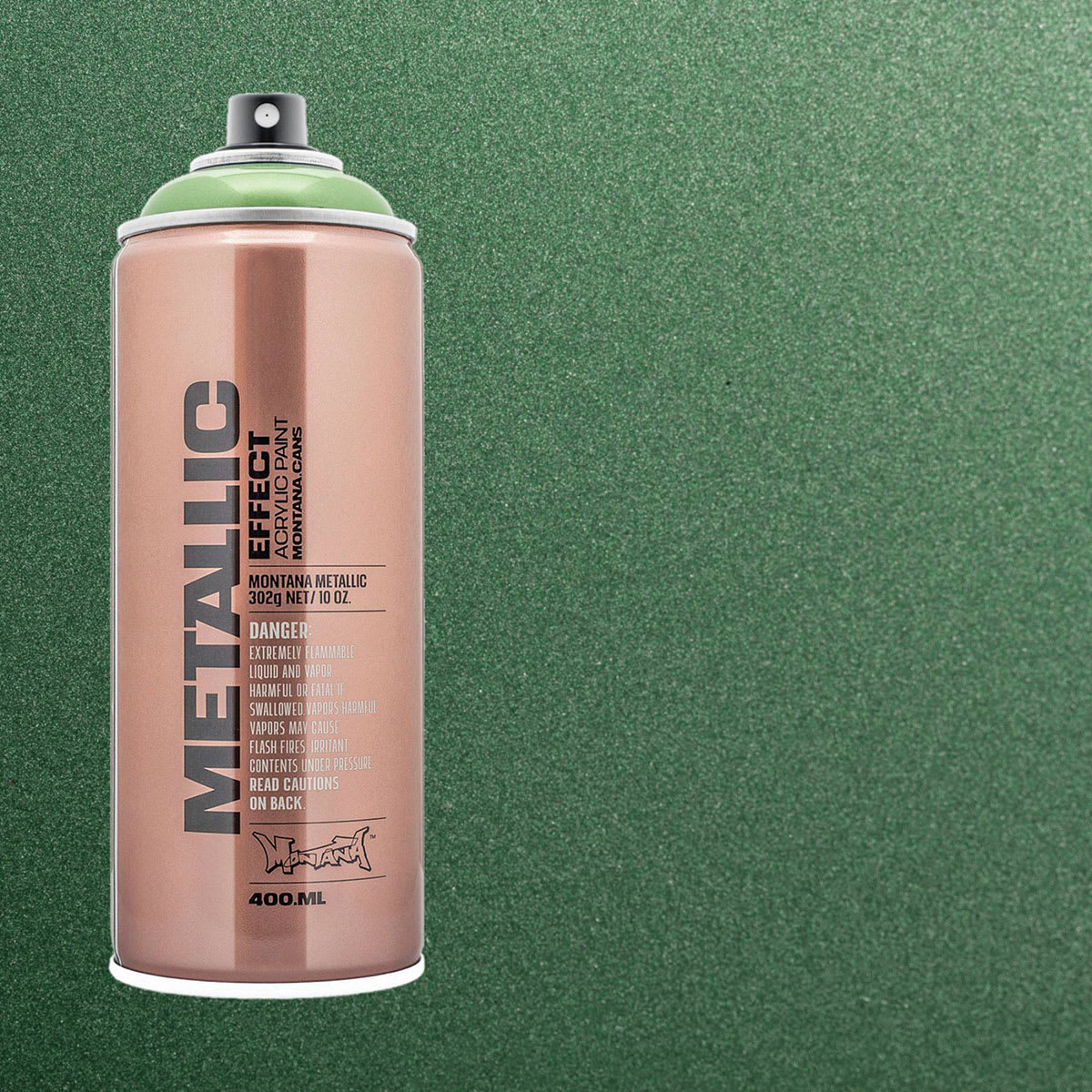 Montana Metallic Effect Spray Paint - Avocado Green and swatch