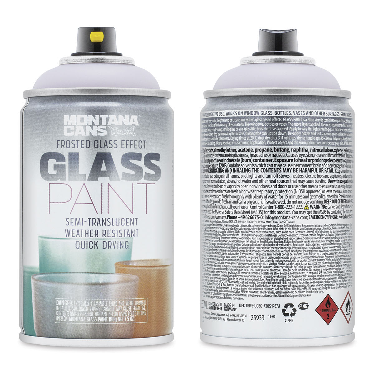 Montana Glass Spray Paint - Rose (Front and back of spray can)