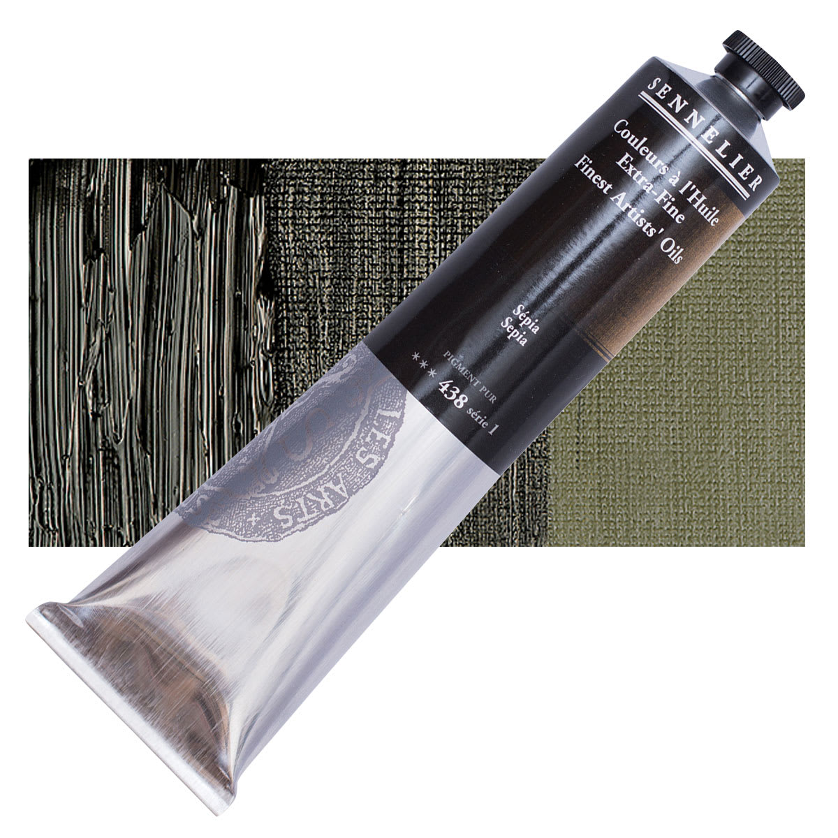 Sennelier Artists' Extra Fine Oil Paint - Sepia, 200 ml tube and swatch